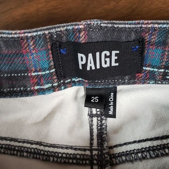 PAIGE Womens HOXTON ANKLE High-Rise Skinny Black Atlantic Tartan Plaid Jeans 26 - Picture 8 of 14
